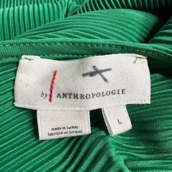 GUC Anthropologie- Vibrant Green Pleated Midi Dress. Size L - Picture 3 of 6